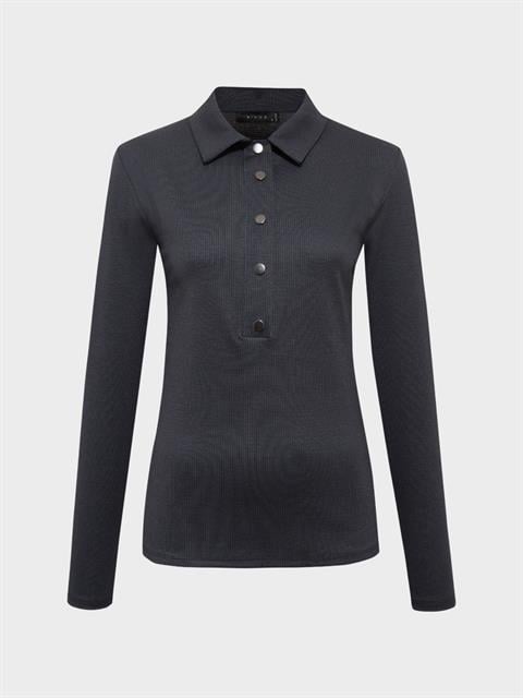 Klasik Yaka Çıtçıt Detaylı Uzun Kollu Bluz - Lacivert