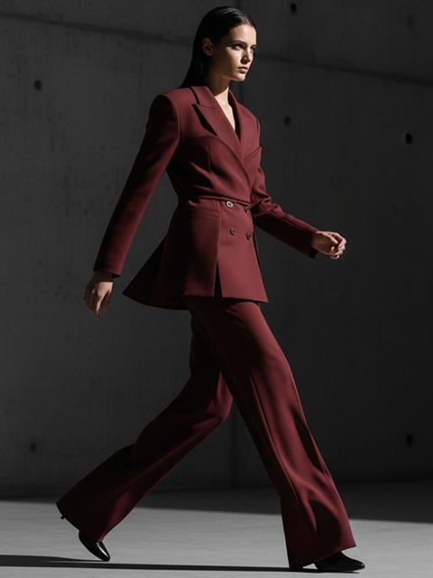 Kuşaklı ve Modüler Büstiyer Detaylı Blazer Ceket - Bordo