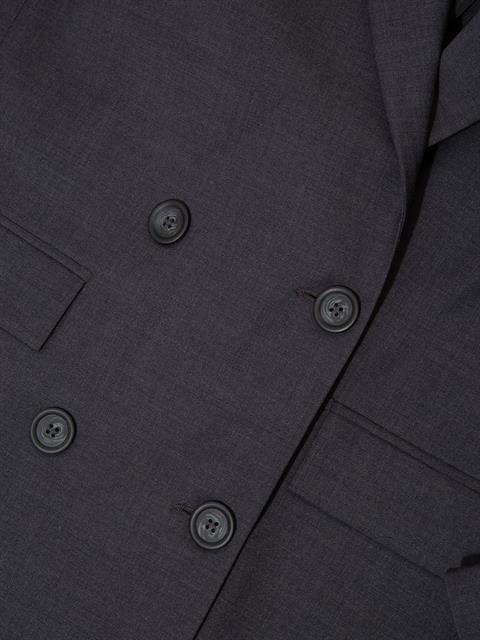 Modern Form Kruvaze Kesim Yün Karışımlı Vatkalı Blazer Ceket - Gri