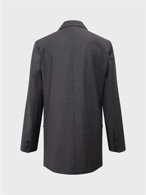 Modern Form Kruvaze Kesim Yün Karışımlı Vatkalı Blazer Ceket - Gri