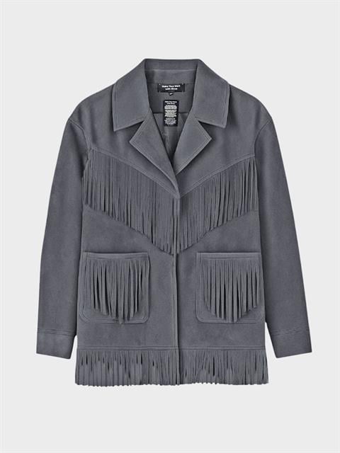 Modern Form Püskül Detaylı Süet Ceket - Antrasit