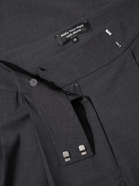 Modern Kesim Yün Karışımlı Geniş Paça Pantolon - Gri