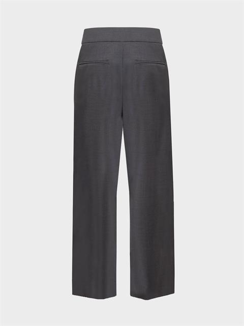Modern Kesim Yün Karışımlı Geniş Paça Pantolon - Gri