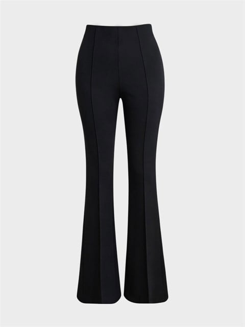 Nervür Dikişli Flare Pantolon - Siyah