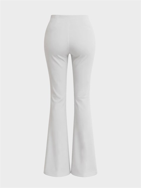 Nervür Dikişli Flare Pantolon - Ekru