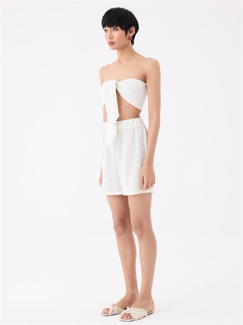 Önü Bağlamalı Sırtı Gipeli Straplez Büstiyer - Ekru