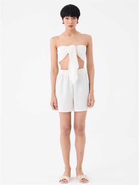 Önü Bağlamalı Sırtı Gipeli Straplez Büstiyer - Ekru