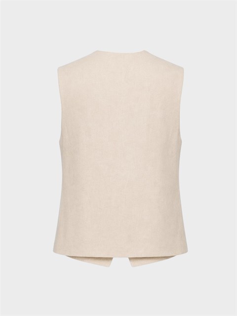 Oversize Keten Yelek - Bej