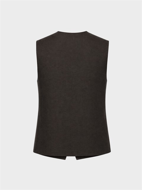 Oversize Keten Yelek - Siyah