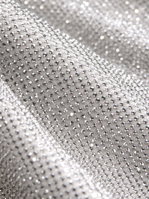 Parlak Taş Baskılı Dökümlü Özel Üretim Pantolon - Beyaz