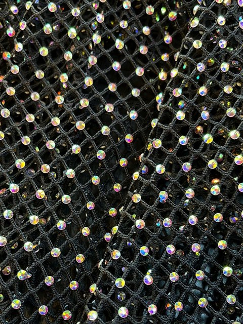 Taşlı File Bolero - Siyah