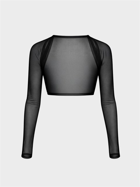 Uzun Kol Tül Üst - Siyah