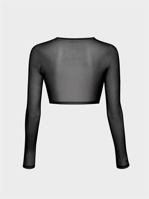 Uzun Kol Tül Üst - Siyah