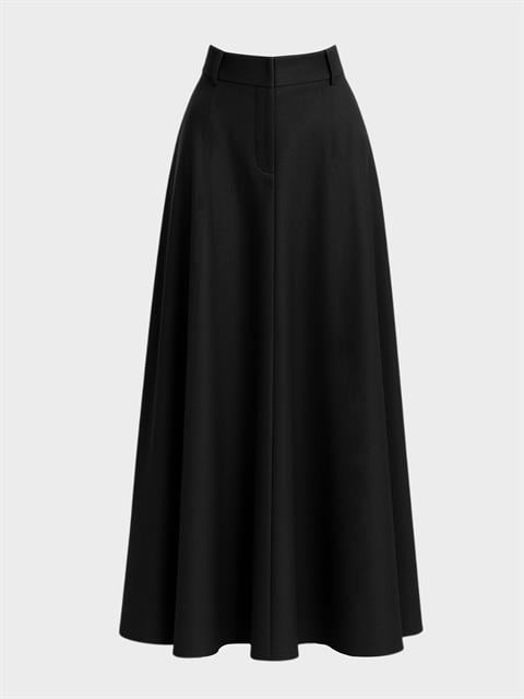 Yüksek Bel Maxi Boy Cepli Etek - Siyah