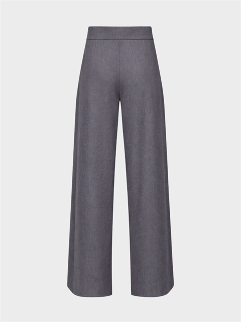 Yüksek Belli Nervür Dikişli Bol Paçalı Maxi Boy Pileli Pantolon - Gri