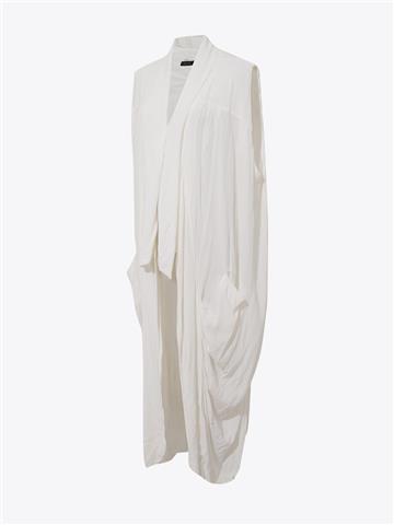 Şal Yaka Kolsuz Kimono - Ekru