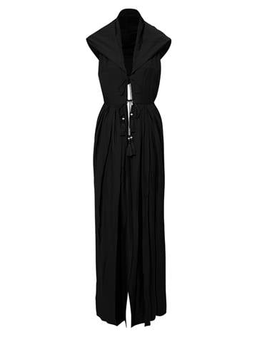 Kapüşonlu Uzun Kimono - Siyah