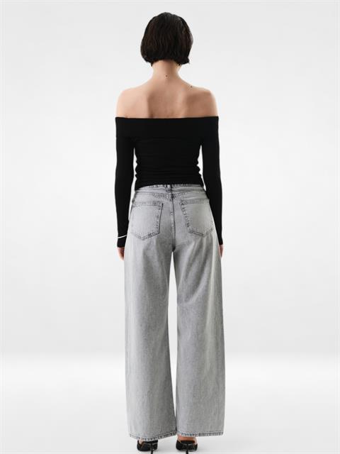 Kayık Yaka Uzun Kol Body - Siyah