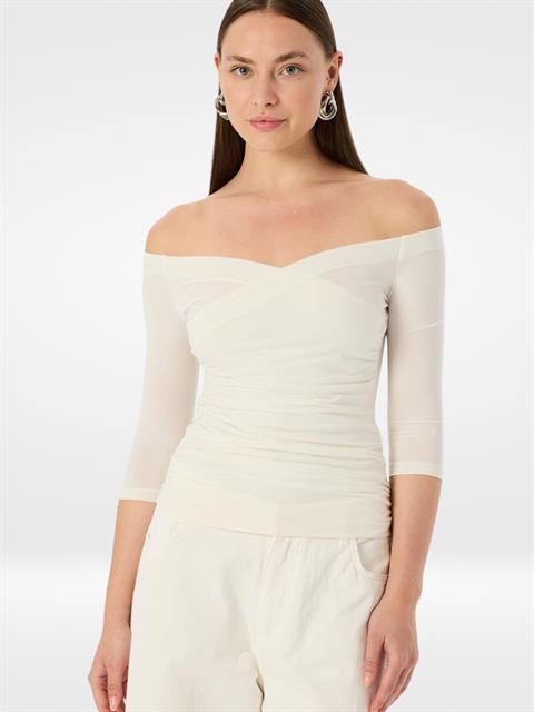 Kayık Yakalı Bluz - Ekru