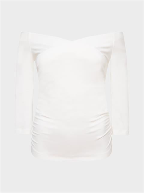 Kayık Yakalı Bluz - Ekru