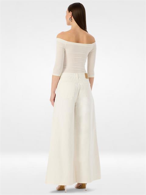 Kayık Yakalı Bluz - Ekru