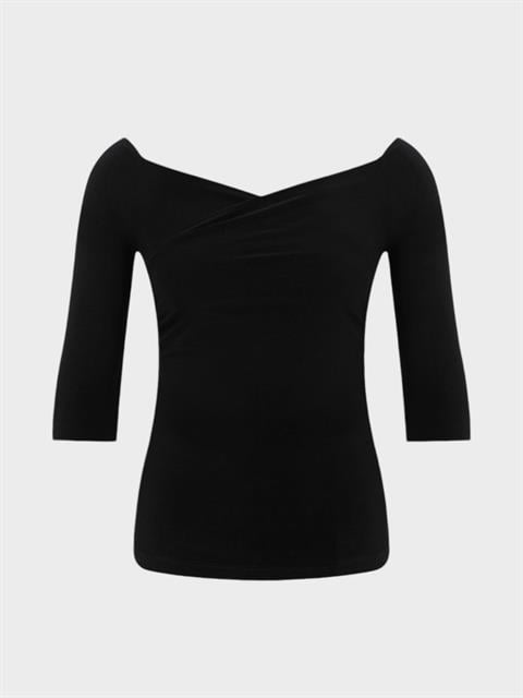 Kayık Yakalı Bluz - Siyah