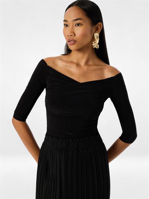 Kayık Yakalı Bluz - Siyah