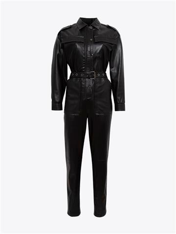 Kemerli Deri Tulum - Siyah