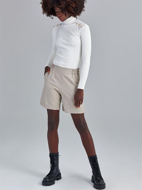 Kırçıllı Dokuma Şort - Bej