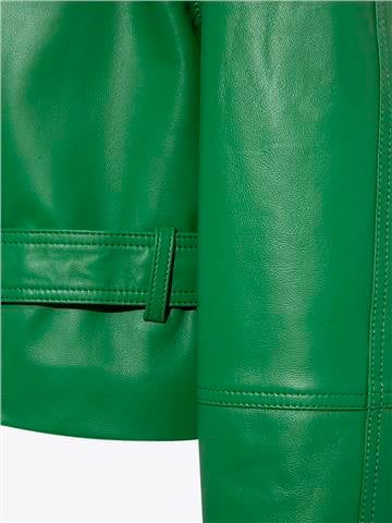 Kısa Deri Kemerli Ceket - Yeşil