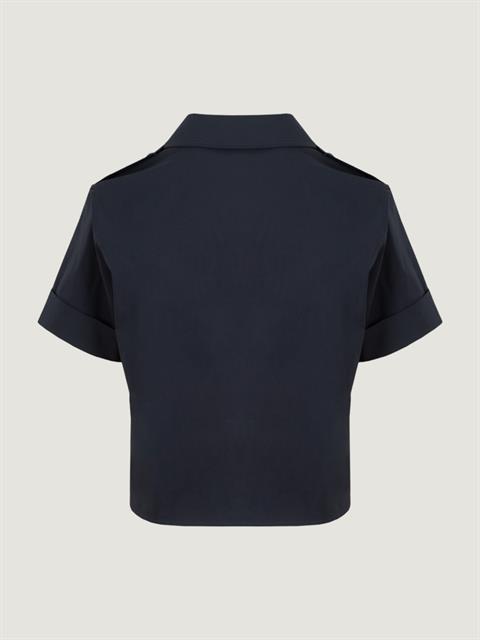 Short Sleeve Button Detail Shirt - Navy Blue