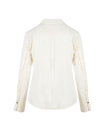 Kolları Düğme Detaylı Klasik Gömlek - Beyaz