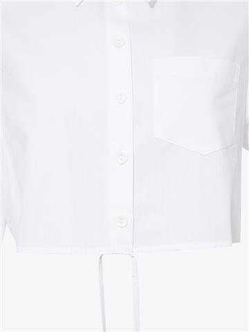 Kuşak Bağlamalı Koton Gömlek - Beyaz