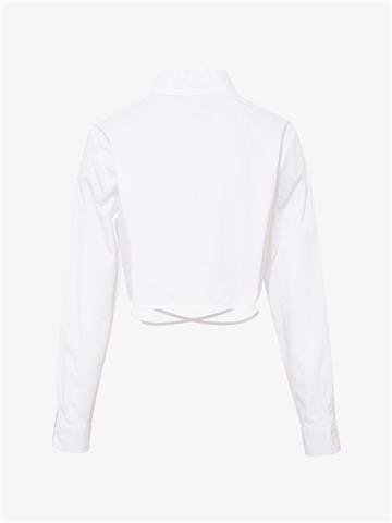 Kuşak Bağlamalı Koton Gömlek - Beyaz