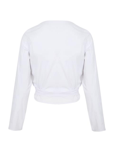 Kuşaklı Koton Gömlek - Beyaz