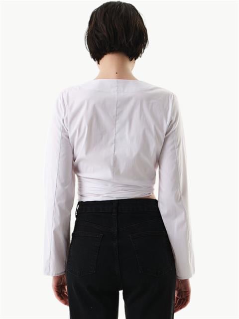 Kuşaklı Koton Gömlek - Beyaz