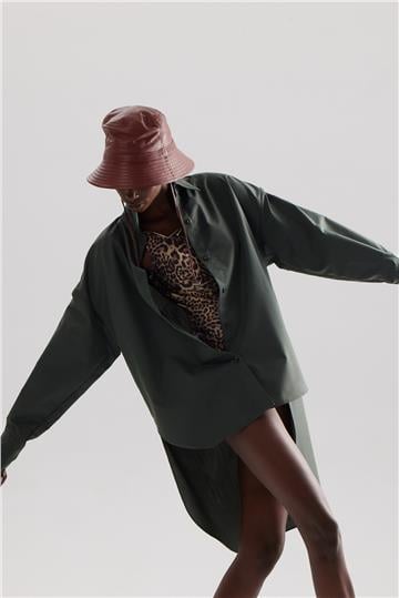 Deri Yuvarlak Şapka - Bordo