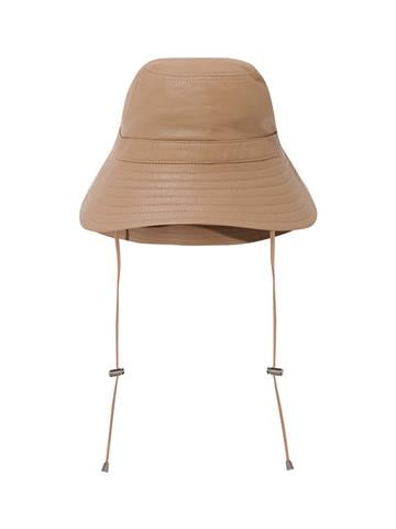 Deri Yuvarlak Şapka - Nude