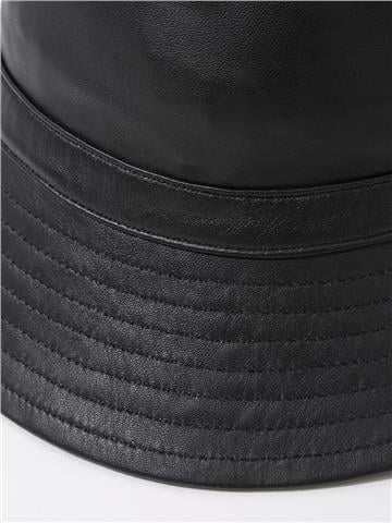 Deri Yuvarlak Şapka - Siyah