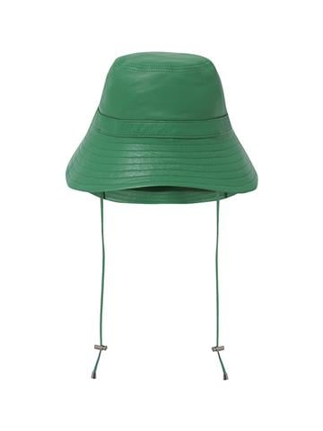 Deri Yuvarlak Şapka - Yeşil