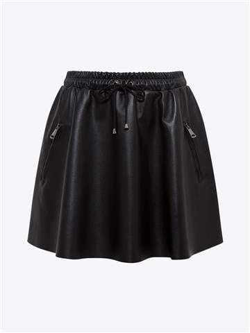 Mini Deri Etek - Siyah