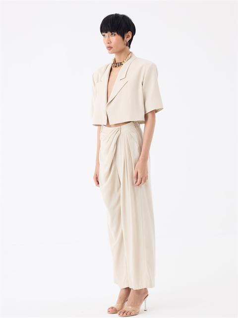 Modern Fit Kruvaze Ceket - Bej