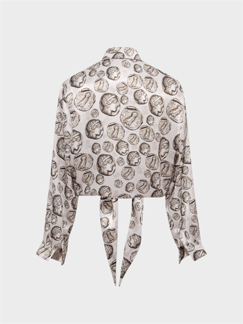 Önden Bağlama Detaylı Gömlek - Desenli