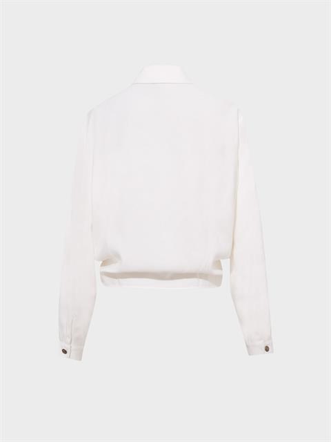 Önden Bağlama Detaylı Gömlek - Ekru