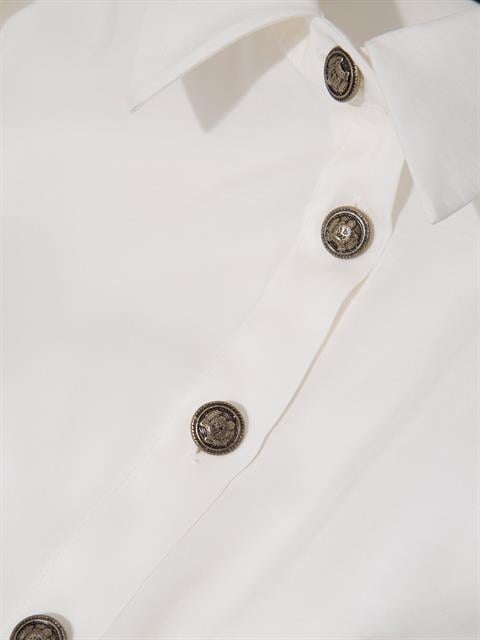 Önden Bağlama Detaylı Gömlek - Ekru