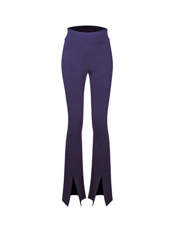 Önden Yırtmaçlı  İspanyol Paça Maksi Triko Pantolon - Lacivert