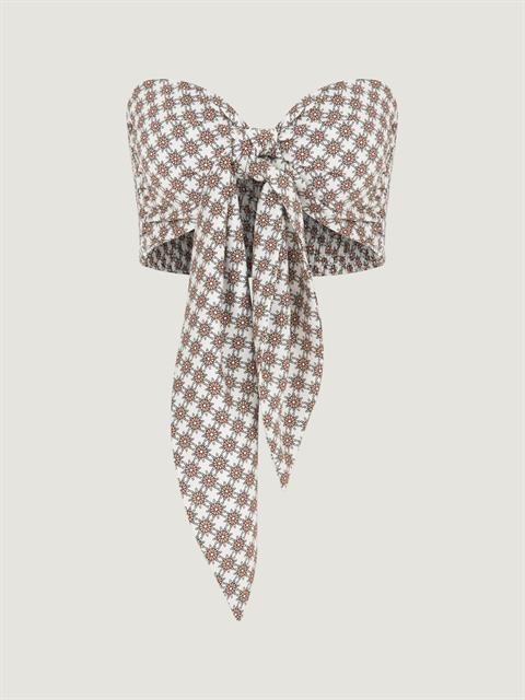 Önü Bağlamalı Sırtı Gipeli Straplez Büstiyer - Desenli