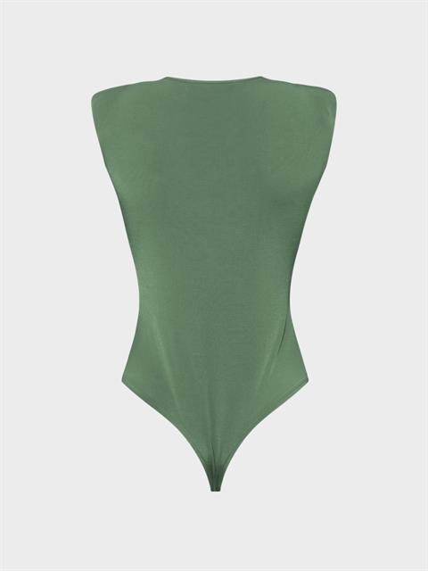Önü Burgu ve Omuzları Vatka Detaylı Kolsuz İkonik Body - Haki