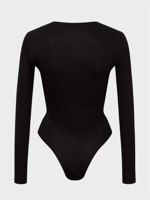 Önü Burgulu Soft Tuşeli Viskon Body - Siyah