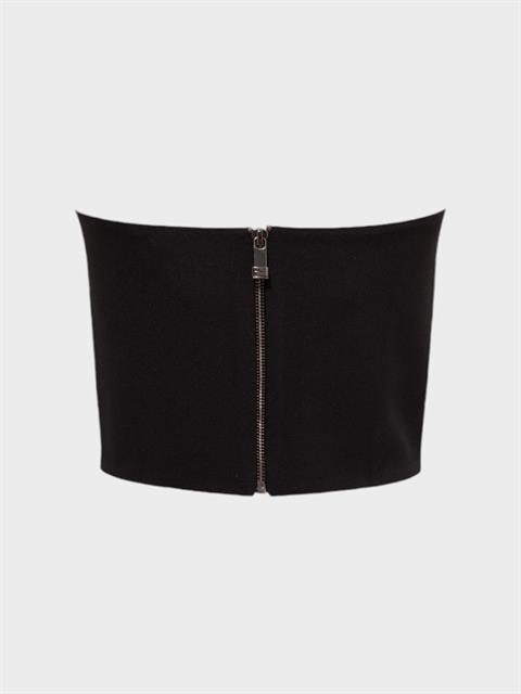 Önü Dekolteli Bağcıklı Kalp Yaka Straplez Kesim Şık Büstiyer - Siyah